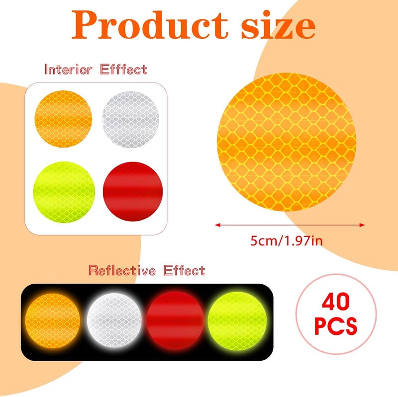 Ymapinc 40Pcs Dot Reflective Tape Sticker Warning Reflector Stickers Safety Night Visibility Waterproof Reflector Sticker for Vehicle, Bicycles, Motorcycles, Clothing - Image 2